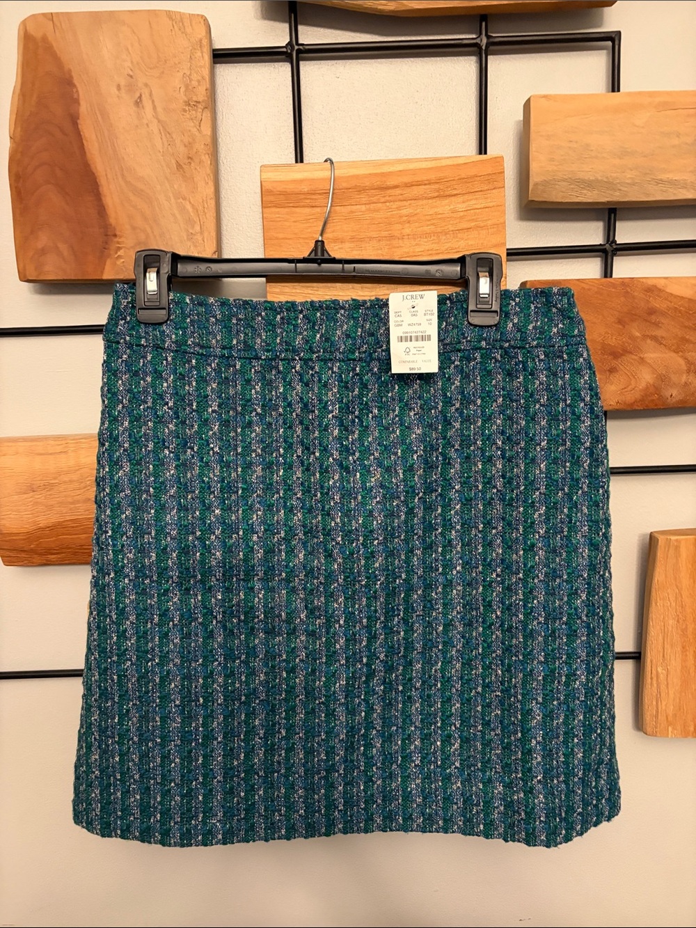 J. Crew Teal Green Tweed Mini Skirt